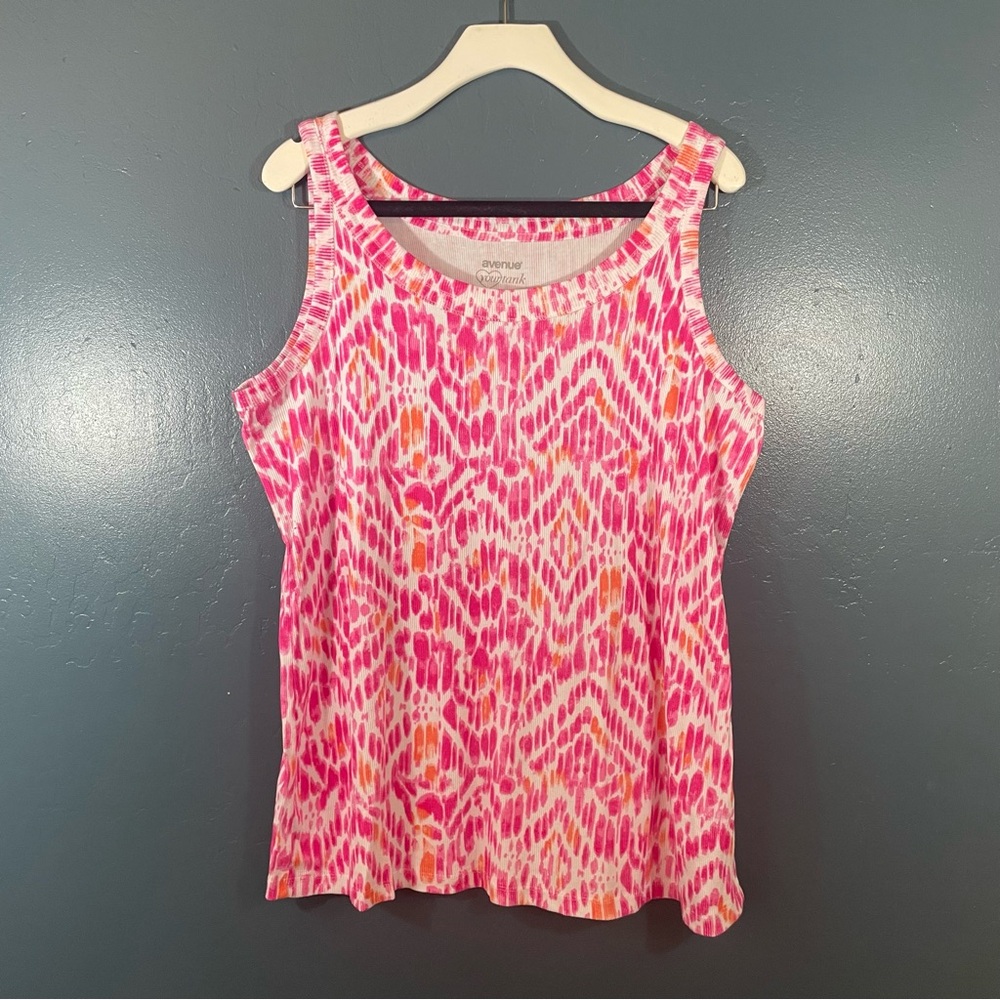 Avenue Women’s Pink Tie Dye Cotton Tank Top Size 22/24